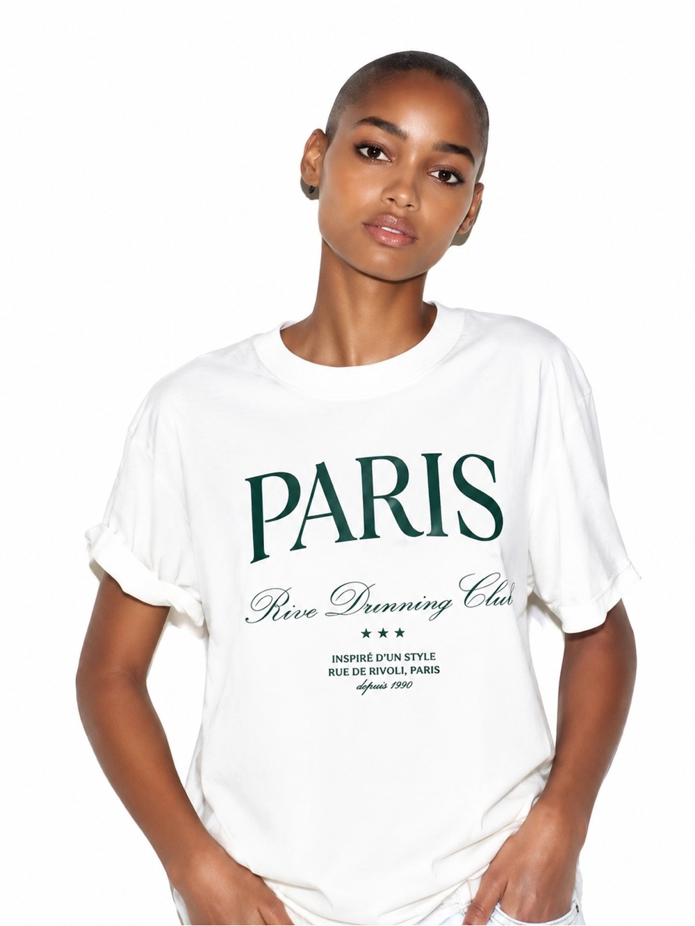 Zara White Oversized Short-Sleeve 'Paris' Graphic Tee